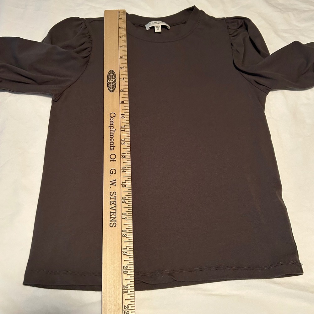 Habitual Olive Green Puff Sleeve Knit Top Ruched Sleeve Casual‎ Tee XS - Picture 12 of 12